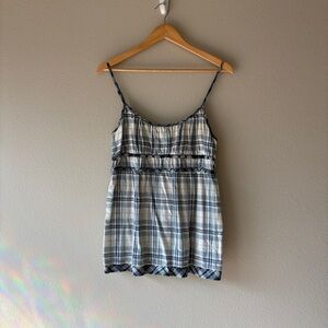 vintage y2k krazy kat blue plaid baydoll cami top